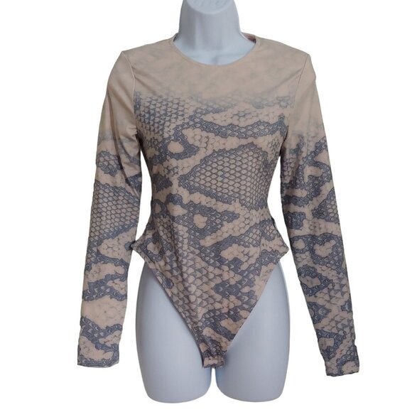 By Egreis Long Sleeve Snake Print Dance Leotard Bodysuit M NWT - Picture 1 of 10